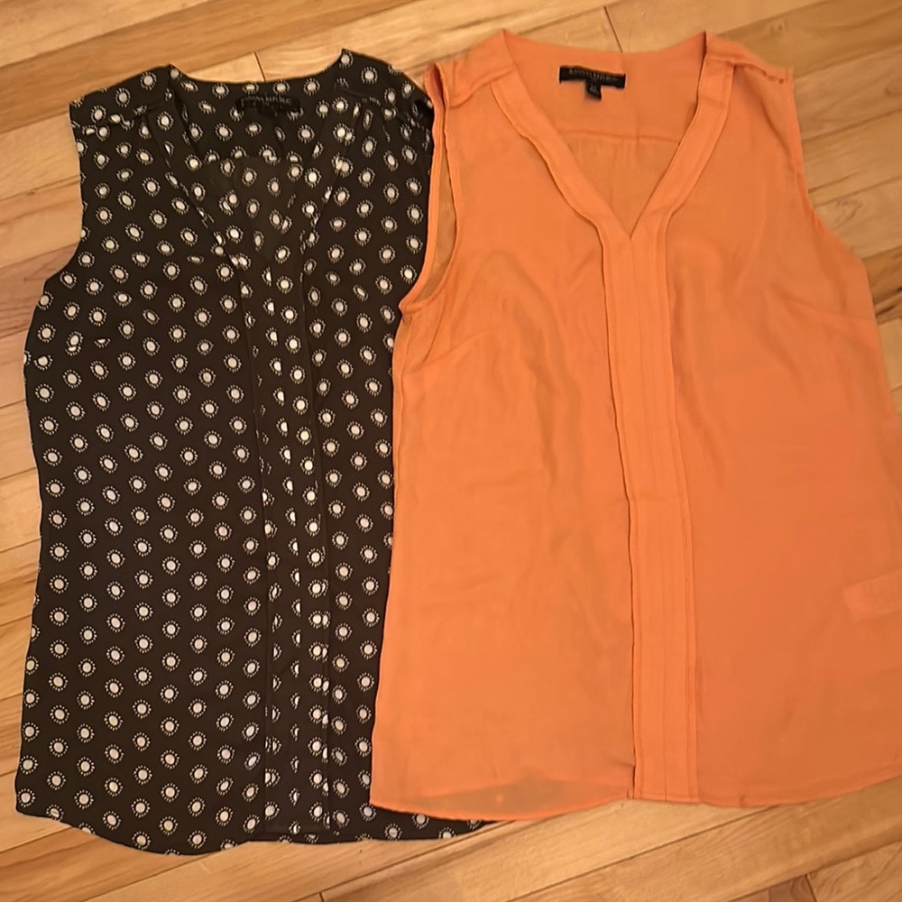 Orange and Black Sleeveless Tops